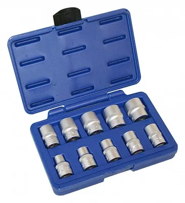 Image de Jeu de 10 clés à douille courtes 1/2″, 6 pans