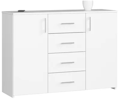 Obrázok produktu pre Komoda 110 cm so 4 zásuvkami a 2 dvierkami, príborník, skriňa, výška 80 cm