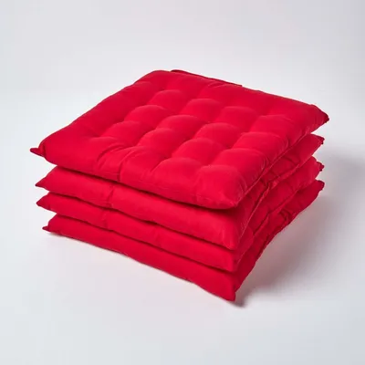 Produktbild von HOMESCAPES 4er Set Stuhlkissen 40x40 cm rot – Sitzkissen Outdoor/Indoor mit Baumwollbezug, Sitzpolster waschbar