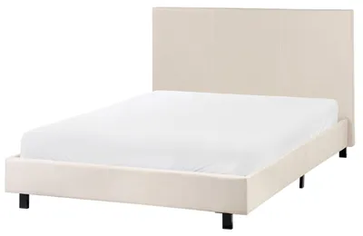 Produktbild von BELIANI Polsterbett Stoff Beige 120 x 200 cm Mit Lattenrost Hohes Kopfteil Modern Schlafzimmer Stoffbett Bettgestell