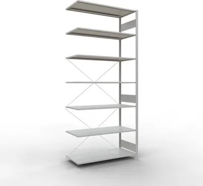 Produktbild von Schulte Fachbodenregal MULTIplus150 Stecksystem | Grundregal | HxBxT 300x130x60cm | 7 Ebenen | Fachlast 150kg | Lichtgrau