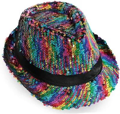 Produktbild von Trilby Party Hut Discohut Sommerhut Wendepailetten bunt Multicolor Rainbow