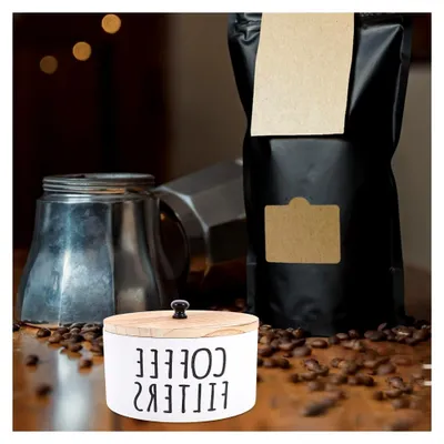 Produktbild von Rustikaler Kaffeefilterhalter mit Deckel im Landhausstil für Handfilterpapiere