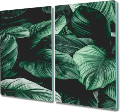 Produktbild von Coloray Schneidebrett Herdabdeckplatte 2x30x52 cm Kochplattenabdeckung Küchenbrett Hackbrett - Blätter Monster