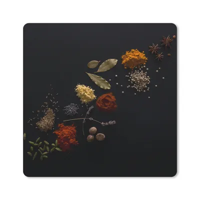 Produktbild von MuchoWow® Mauspad Mousepad Kräuter - Schwarz - Gewürze - Küche - Kochen 30x30 cm - Mousepads - Maus Mat - Pad - Mausunterlage - Gaming