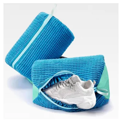 Produktbild von 2 Stück Schuhwaschbeutel, wiederverwendbarer Waschbeutel für die Waschmaschine, Schuhtasche mit Reißverschluss, Schuhreiniger für Waschmaschine und Trockner (Blau)