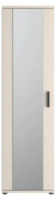 Image de Armoire NET106, modèle 50, armoire moderne pour entrée, 1 porte, 6 étagères, idéale pour l'entrée, le couloir ou une pièce de rangement, fabriquée en panneaux de particules, finition cachemire/beige, dimensions : 50,2 cm de largeur x 179,1 cm de hauteur x 34,8 cm de profondeur