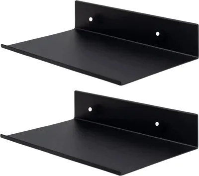 Produktbild von Zwevende Wandregale aus schwarzem Metall - Set von 2 Stück