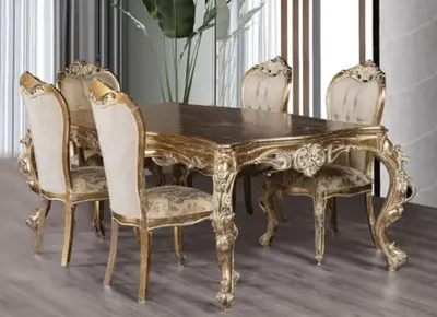 Produktbild von Casa Padrino Luxus Barock Esstisch Antik Gold - Handgefertigter Massivholz Esszimmertisch im Barockstil - Prunkvolle Barock Esszimmer Möbel
