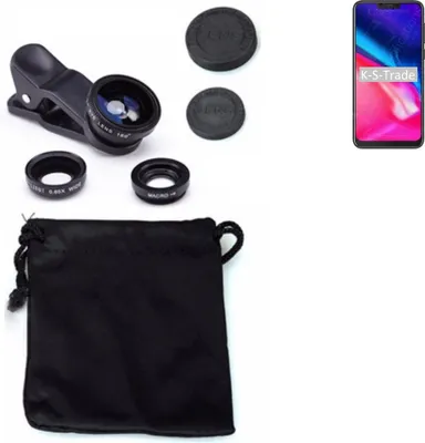 Produktbild von K-S-Trade Smartphone Kamera Linsen Set Kompatibel mit Cubot P20 3in1 Clip-On Kamera Adapter Macro Weitwinkel FishEye Fischauge Objektiv Linse