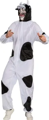 Produktbild von O701 schwarz-weiß Herren Kuh Overall Plüschkostüm
