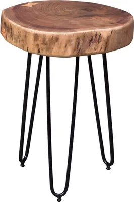 Produktbild von Massivholz Akazie Beistelltisch BAGLI 35 x 35 cm Wohnzimmertisch Massiv Anstelltisch Holztisch Echtholz Baumkante