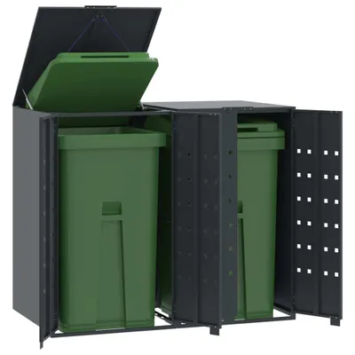 Image de Abri pour poubelles 2 tonnes anthracite 138x79x117 cm acier