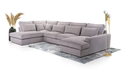 Image de AX LIVING Canapé en U gris Calvello Canapé d'angle en U Salon 398 cm G