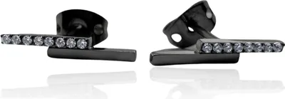 Produktbild von Titan Ohrringe Ohrstecker Balken in verschiedenen Farben mit Kristallen Farbe - Schwarz