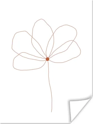 Produktbild von MuchoWow® Poster Blume - Strichzeichnung - Natur 90x120 cm - Wohnzimmer