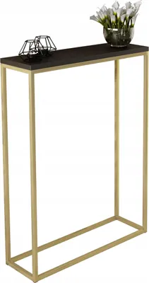 Zdjęcie produktu dla Konsola metalowa toaletka stolik półka stojąca loft złoty czarny glamour