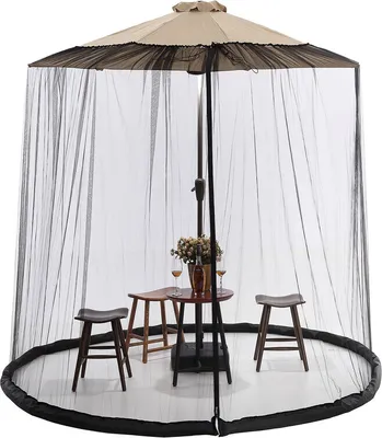 Image de （400*240cm，Noir）Parasol-Moustiquaire Moustiquaire réglable Protection contre les insectes Parasol ampli de terrasse Moustiquaire de terrasse avec 2 portes, base lourde remplissable , moustiquaire pour terrasse, jardin et arrière-cour (moustiquaire uniquement)