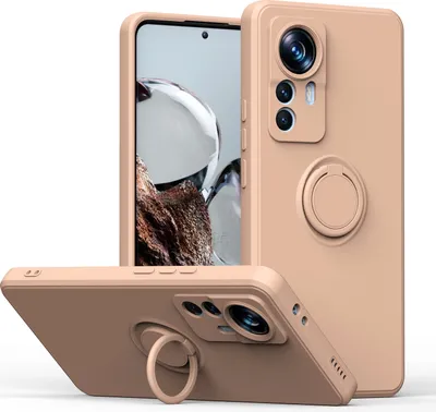Produktbild von Xiaomi 12T Pro Handyhülle, Ring Halter Ständer Kratzfeste Weiche Silikon schutzhülle für Xiaomi 12T / Xiaomi 12T Pro Pink