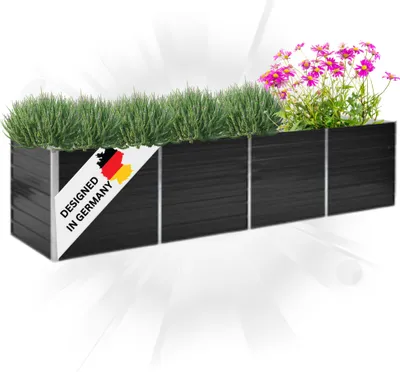 Produktbild von DELUKE® Hochbeet für Garten OSKAR Anthrazit | 320x80x77cm | Verzinkter Stahl | Wetterfest | Gartenbeet Kräuterbeet Blumenbeet Beet hoch Frühbeet für Garten Gemüsebeet