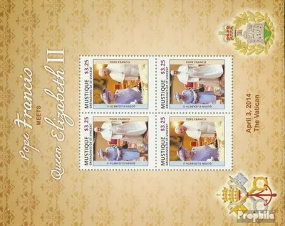 Produktbild von Briefmarken St. Vincent - Mustique 2014 Mi 404-405 Kleinbogen (kompl.Ausg.) postfrisch Papst Franziskus + Königin Elisabeth II.