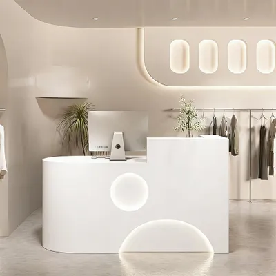 Produktbild von Kleine Empfangstheke, moderne Kassentheke und Rezeption, geeignet für Geschäfte, Kosmetikstudios und mehr Weiß 100×60×100cm【B Paopao 100】