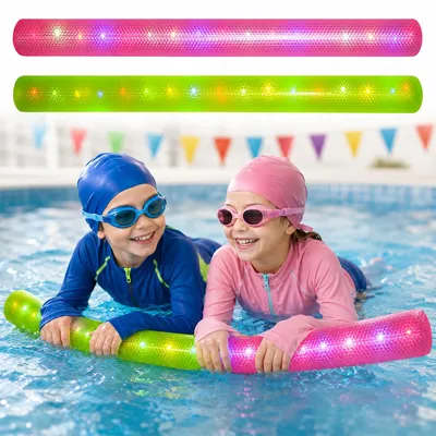 Produktbild von Pool Spielzeug 2er Set Schwimmnudel aufblasbar mit LED Licht, Schwimmhilfe aus PVC für Kinder, Erwachsene, Pool & Strand