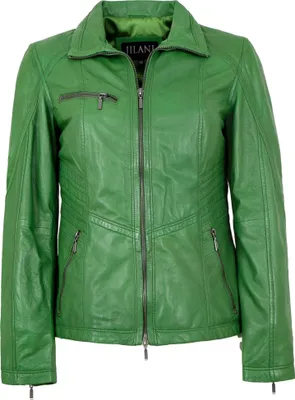 Produktbild von Jilani - Damen Lederjacke Lammnappa grün : 36