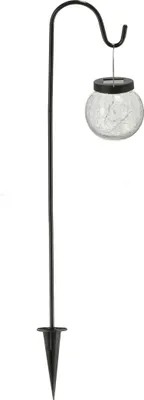 Produktbild von LED Solar Gartenstecker mit Glaskugel - 70x11 cm - Crackle Glas Garten Kugel Latere warm weiß