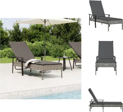 Immagine prodotto di vidaXL Lettino con cuscino in polirattan grigio - Set di mobili da giardino
