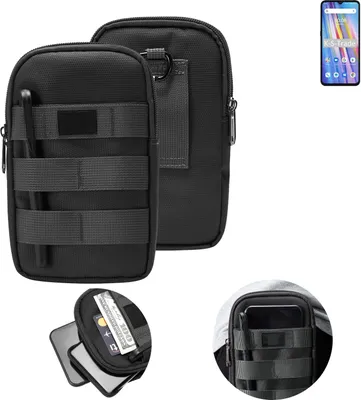 Produktbild von K-S-Trade Holster Gürtel Tasche kompatibel mit UMIDIGI A11 Handy Tasche Schutz Hülle dunkel-grau viele Fächer, 1x