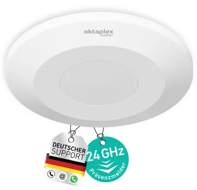 Obrázek produktu pro Oktaplex Isa 24GHz vysokofrekvenční detektor přítomnosti, 360 stupňů, vnitřní stropní pohybový senzor, bílý