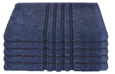 Produktbild von SCHIESSER Gästetuchset Milano | Einfarbig | 5-teilig | 100% Baumwolle | Weich & Saugstark | 30x50 cm | Dunkelblau