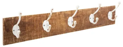 Produktbild von Atmosphera Wandgarderobe - braun - 5 grose Haken - Mangoholz/Metall - 4x15cm