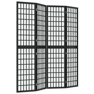 Image de vidaXL Paravent 4 pièces style japonais Pliable 160x170 cm Noir