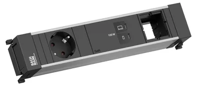 Image de BACHMANN POWER FRAME : 1 prise CEE 7/3, 1 port USB-C (100 W), 1 câble CM de 0,2 m