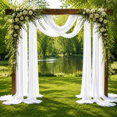 Imagen del producto de Omgoods - Tela decorativa blanca para cortinas de boda (6 rollos)