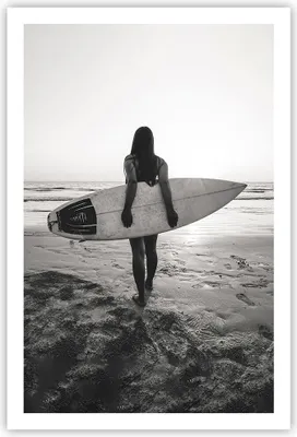Produktbild von Poster - Poster ohne Rahmen - Frau Strand Surfen - 61x91,5 cm - Wand Bild - Wanddeko - Wandbilder - Kunstposter - Wandposter - Bilder - Kunstdruck - Wanddekoration - Wandbild - P2XPA61x91-5036