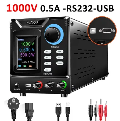 Obrázek produktu pro Programovatelný spínaný stejnosměrný zdroj – laboratorní napájecí zdroj – 0–1000 V – 0–0,5 A – 500 W – USB a RS232