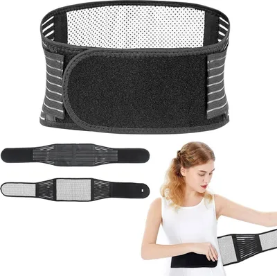 Produktbild von Lendenwirbelsäule Turmalin Taillenbandage Stützgürtel Band Selbstwärmender Lendenwirbelgürtel Rückenstützgürtel mit 20 Turmalin-Magneten Magnetfeldtherapie Schmerzlinderung(Schwarz,L)