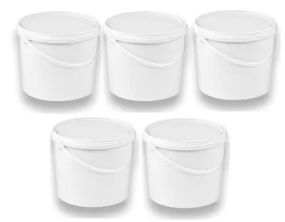 Produktbild von SILPLAST Eimer mit Deckel 5L x 5 Kunststoffeimer 5 Liter lebensmittelecht stapelbar Plastikeimer leer Weiß