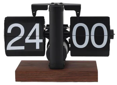 Image de Horloge de bureau à bascule de style vintage, format 24 heures, socle antidérapant, bouton rotatif, réglable, à piles, affichage numérique, pour le salon ou le bureau