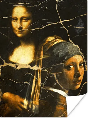 Produktbild von MuchoWow® Poster Alte Meister - Malerei - Collage 90x120 cm - Wohnzimmer