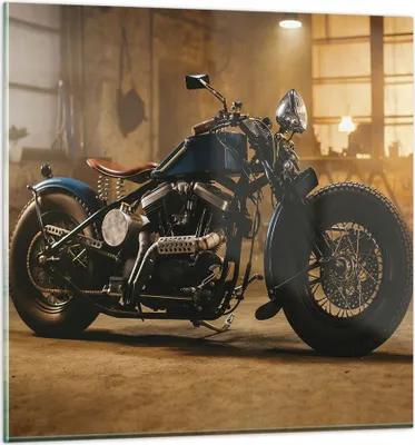 Produktbild von Bilder auf glas - Einteilig - Motorrad Motor - 40x40cm - Glasbilder - Wandbilder - Bilder - zum Aufhängen bereit - Wanddekoration aus Glas - Glas Bilder - Wandbild auf Glas - GAC40x40-4233