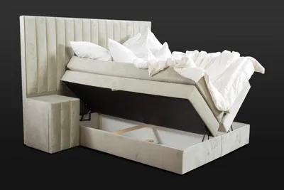 Produktbild von Modernes Taupes Doppelbett 2x Nachttische Schlafzimmer Boxspringbett