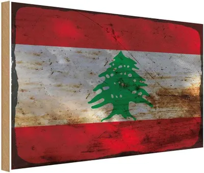 Produktbild von vianmo Holzschild 30x40 cm Libanon Lebanon Flagge Fahne Wappen