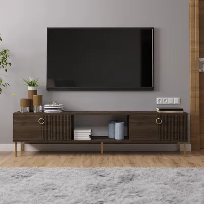 Produktbild von Skye Decor, Paye - Walnut, TV-Ständer, Nussbaum, 100% MELAMINBESCHICHTETE SPANNPLATTE, 180 x 30 x 45 cm