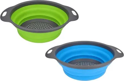 Produktbild von Set von 2 Faltbaren Silikon-Sieben - Hitzebeständig für Küche und Outdoor