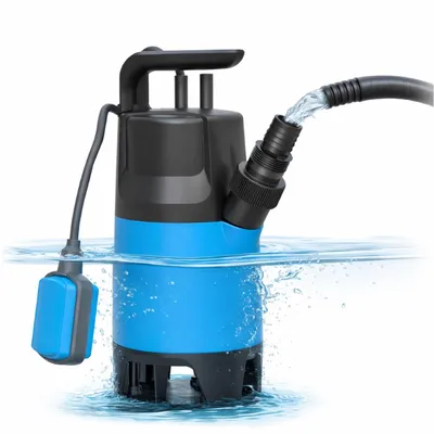 Produktbild von Schmutzwasser Tauchpumpe 400 W 7500 l/h – flachsaugend für Überschwemmung & Hochwasser, 5 m Förderhöhe, 4 m Eintauchtiefe, 10 m Kabel, Schwimmerschalt