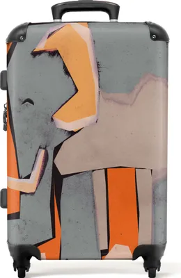Produktbild von NoBoringSuitcases.com® Großer Koffer - Elefant - Kinder - Pastell - Orange - Tiere - Kombinationsschloss TSA - Hartschalen Trolley 4 Rollen - 72 liter - Reisekoffer - 66 cmKoffer Mittelgroß 67x43x25 cm, 72L,